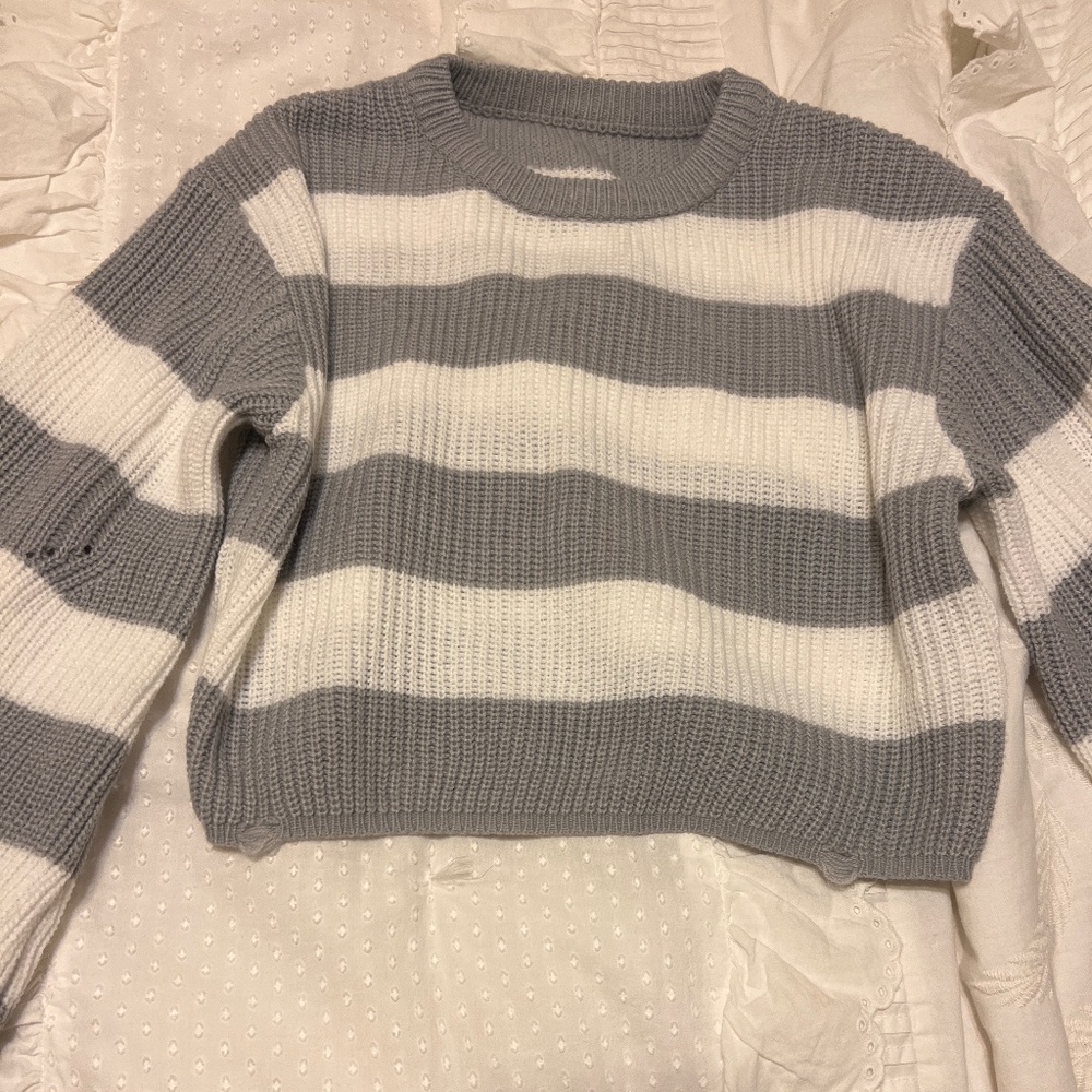 Grey and White sweater